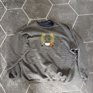 Vintage Christian Dior Monsieur Pullover Charcoal Crest Logo Small 90s